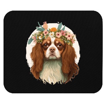 Discover Cavalier King Charles Spaniel Flower Crown Pet Dog Mouse Pads