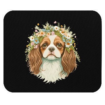 Discover Cute Cavalier King Charles Spaniel Flower Crown Do Mouse Pads