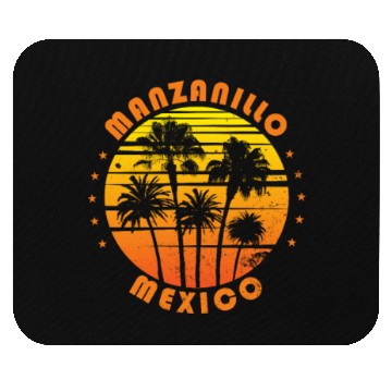 Discover Retro Manzanillo Mexico Souvenir Vintage Palm Tree Mouse Pads