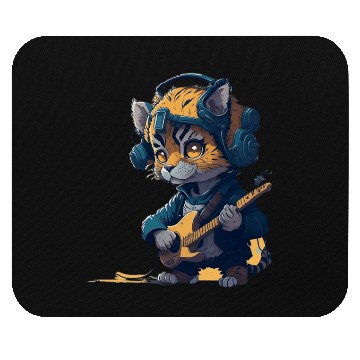 Discover baby tiger playing electric guitar Mouse Pads