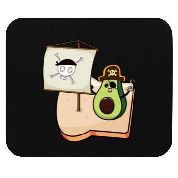 Discover Funny avocado pirate sailing on a toast bread Mouse Pads