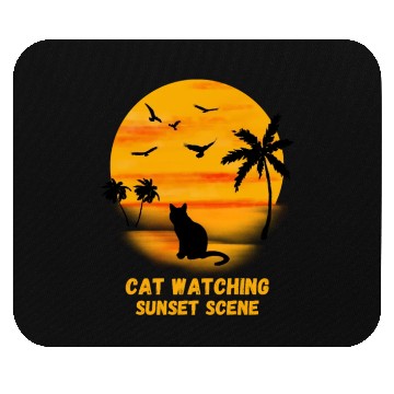 Discover Cat watching sunset scene - Cat Lover Mouse Pads