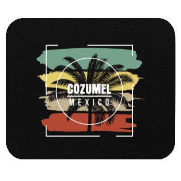 Discover Cozumel Mexico Artistic Palm Tree Retro Mouse Pads