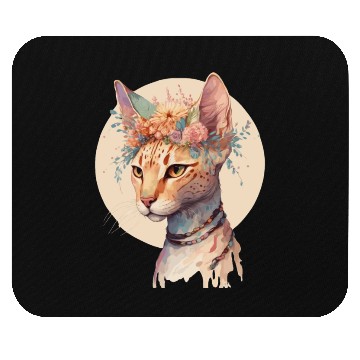 Discover Cute Ocicat Cat Flower Crown Cats Pet Kitten Mouse Pads
