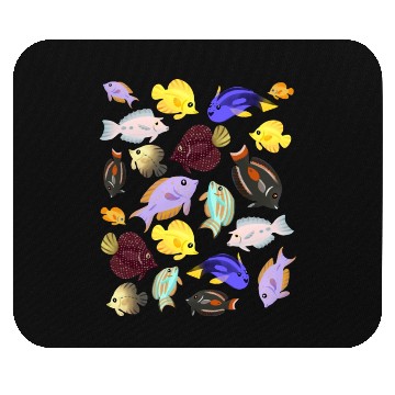 Discover Cute Aquarium Tang Fish Pattern red green Mouse Pads