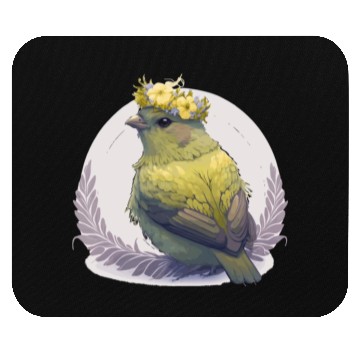 Discover Cute Canary Bird Flower Crown Pet Birds Mouse Pads