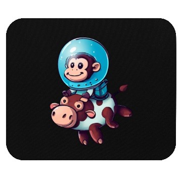 Discover Monkey on Cow Rocket Schuttle Astronaut Cosmonaut Mouse Pads