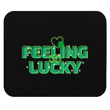 Discover Feeling Lucky Green Bright Bold Typography Mouse Pads