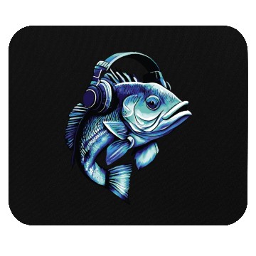 Discover fish with headphones Mouse Pads