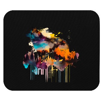 Discover Mountain Wolf Multicolor Watercolor Portrait Mouse Pads