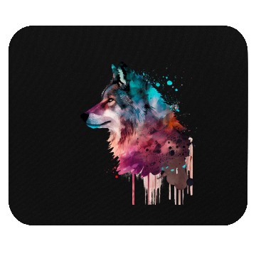Discover Wolf Multicolor Watercolor Portrait Mouse Pads