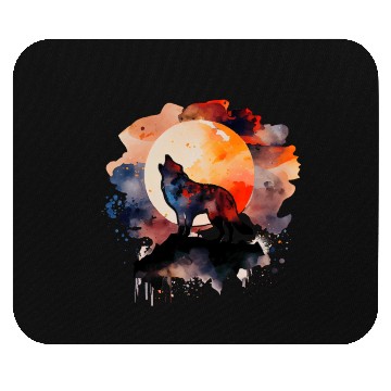 Discover Wolf Howling at Moon Watercolor Mouse Pads