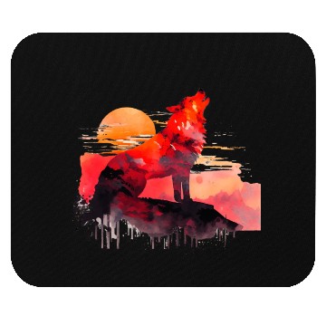 Discover Red Wolf Watercolor Portrait Mouse Pads