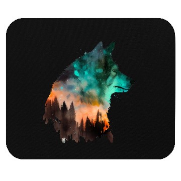 Discover Forest Wolf Multicolor Watercolor Portrait Mouse Pads