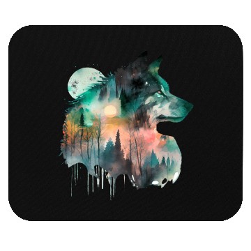 Discover Forest Wolf Watercolor Portrait Mouse Pads