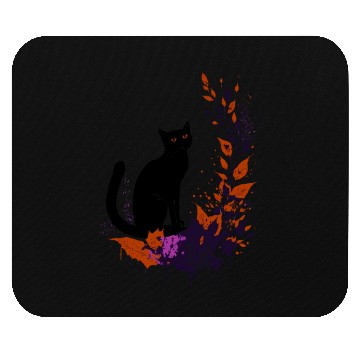 Discover Black cat with plants Mouse Pads