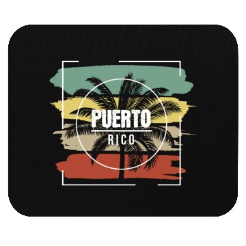 Discover Puerto Rico Artistic Palm Tree Retro Mouse Pads