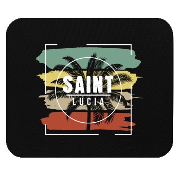 Discover Saint Lucia Artistic Palm Tree Retro Mouse Pads