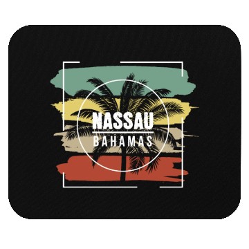 Discover Nassau Bahamas Artistic Palm Tree Retro Mouse Pads