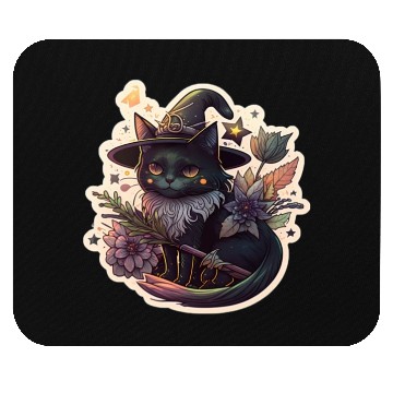 Discover witchy cat design Mouse Pads