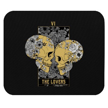 Discover Gold Tarot Lovers Skull Card Mouse Pads