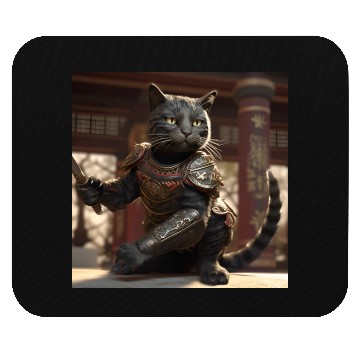 Discover Cat warrior in ornate armor Mouse Pads