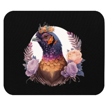 Discover Pastel Watercolor Pheasant Bird Flower Crown Pet B Mouse Pads