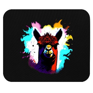 Discover Cute Vintage Ink Splash Alpaca Retro Alpaca Farmer Mouse Pads