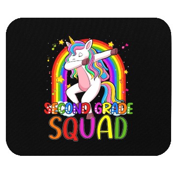 Discover 2nd Grade Squad Dabbing Unicorn Rainbow Back Mouse Pads