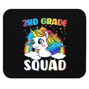 Discover 2nd Grade Squad Unicorn Rainbow Back Mouse Pads