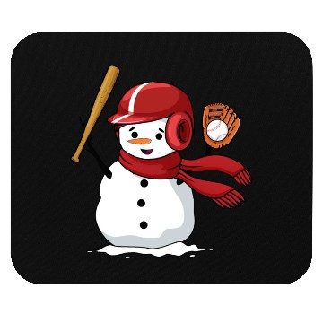 Discover Funny snowman playing baseball Mouse Pads
