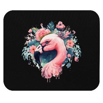 Discover Cute Pink Flamingo Tropical Bird Flower Crown Flor Mouse Pads
