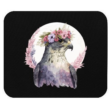 Discover Falcon Birds Of Prey Flower Crown Floral Bird Watc Mouse Pads
