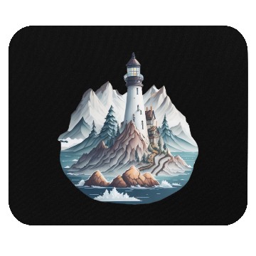 Discover lighthouse on hills Mouse Pads