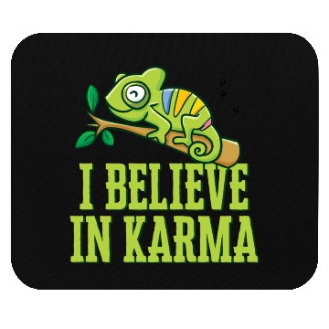 Discover Happy Green Chameleon Karma Believer Mouse Pads