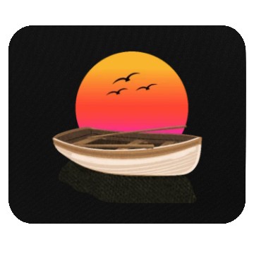 Discover Retro Sunset rowing boat Graphic Mouse Pads