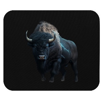Discover Majestic bison black with lightning bolts buffalo Mouse Pads