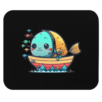 Discover Life on a Colorful Fishing Vessel Mouse Pads