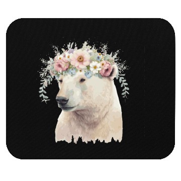 Discover Watercolor Polar Bear Flower Crown Boho Aesthetic Mouse Pads