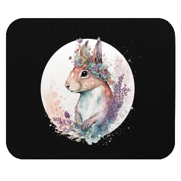 Discover Cute Watercolor Squirrel Flower Crown Animal Lover Mouse Pads