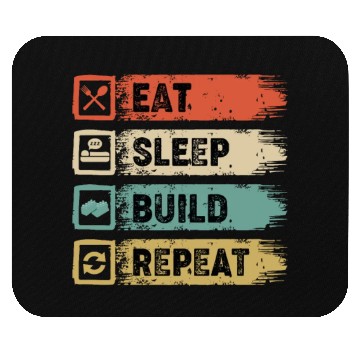 Discover Eat Sleep Build Repeat Master Builder Block Mouse Pads