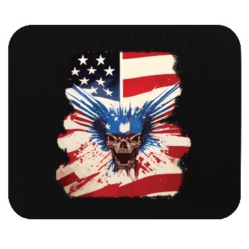 Discover Angry Skull Bursting Through US Flag Mouse Pads