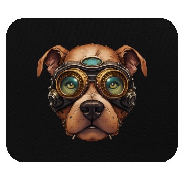Discover Steampunk Pitbull Dog in Clockwork Glassess Mouse Pads