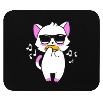 Discover Cool Cat Playing Harmonica Cat Lovers Mouse Pads
