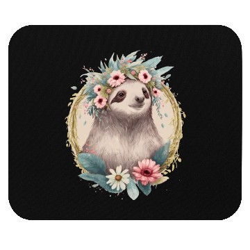 Discover Floral Sloth Flower Crown Cute Watercolor Mouse Pads