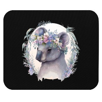 Discover Cute Koala Bear Flower Crown Floral Koala Lover Mouse Pads