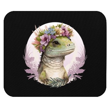 Discover Cute Lizard Flower Crown Lizard Lover Mouse Pads