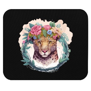 Discover Jaguar Flower Crown Floral Watercolor Mouse Pads