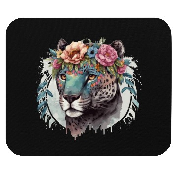 Discover Cute Jaguar Flower Crown Africa Safari Animal Love Mouse Pads