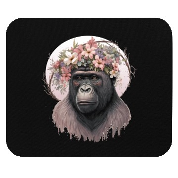Discover Floral Gorilla Flower Crown Monkey Lover Mouse Pads